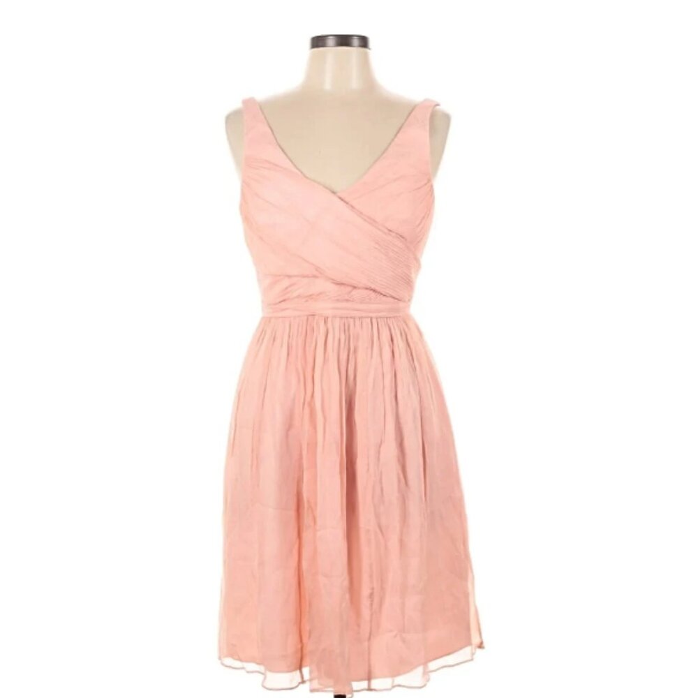 J.Crew 100% Silk Ruched Party Dress in Peach